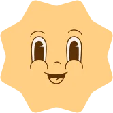 Happy cartoon sun character with a smiling face and large expressive eyes, designed for children's content and educational materials.